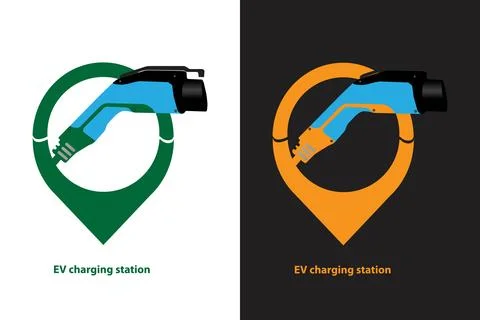 Electric Vehicle charging station map Stock Illustration