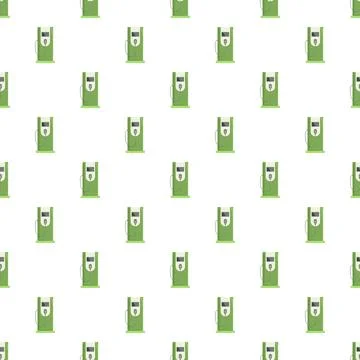 Electric vehicle charging station pattern for sustainable energy 스톡 일러스트