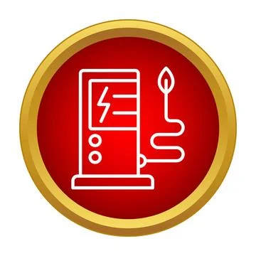 Electric vehicle charging station using green energy icon Stock Illustration