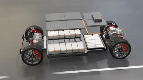 Electric vehicle chassis equipped with b... | Stock Video | Pond5