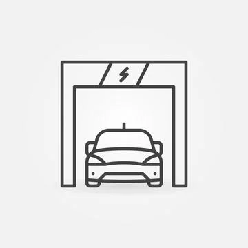 Electric Vehicle EV vector concept icon in outline style Stock Illustration
