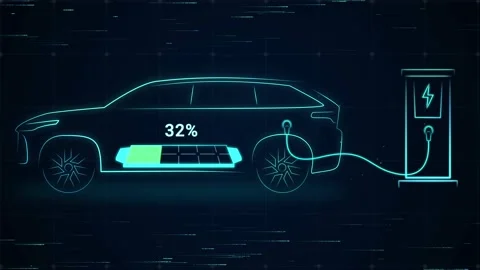 Electric Vehicle fully charging battery Stock Footage 229166258