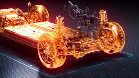 Electric Vehicle Internal Structure Exposed Video stock 327914720