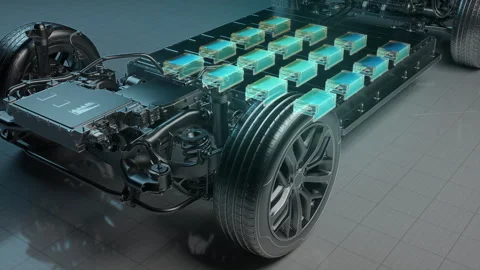 Electric Vehicle Modular Battery Pack System Stock Footage 327912663