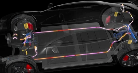 Electric Vehicle Start Button Leading to EV Technology Visualization. Stock Footage 329177757