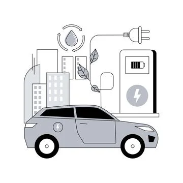 Electric vehicle use abstract concept vector illustration. Stock Illustration