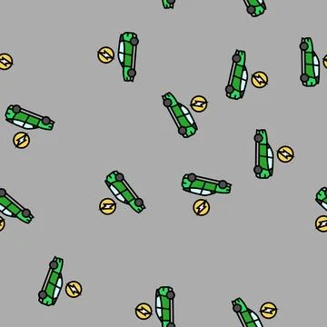 Electric vehicle vector seamless pattern Stock Illustration
