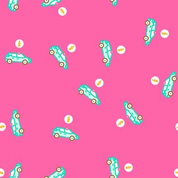 Electric vehicle vector seamless pattern Stockillustratie