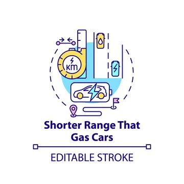 Electric vehicles range adventages concept icon. Stock Illustration