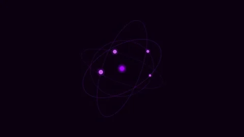 Electric violet orbital rings for quantum atom visuals. Professional Stock Footage 342624110