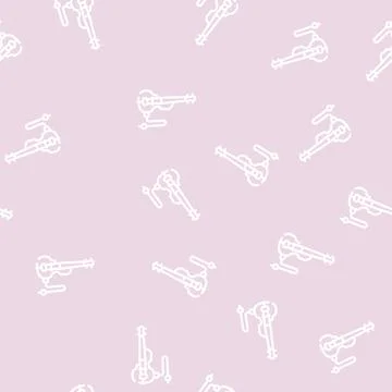 Electric violin line vector seamless pattern black Illustrazione stock