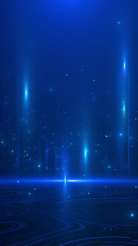 Electric virtual stage backdrop cyan columns, particle sparkle, glowing abstract Stock Footage 334104068