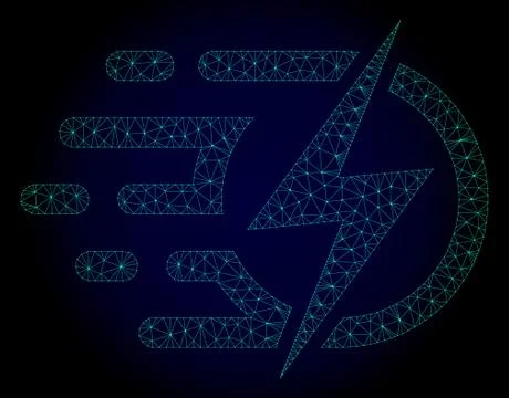 Electric Voltage Polygonal Frame Vector Mesh with Fast Motion Effect Illustrazione stock