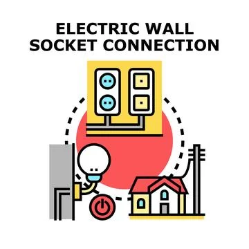 Electric wall socket connection providing power supply concept Stock Illustration