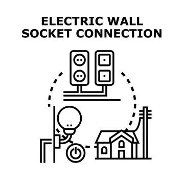 Electric wall socket connection providing power supply concept Stock Illustration