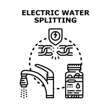 Electric water splitting technology for clean hydrogen production Stock Illustration