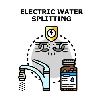 Electric water splitting technology for clean hydrogen production Stock Illustration