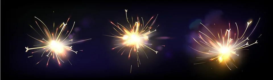 Electric welding sparks with firecracker effect. Stock Illustration