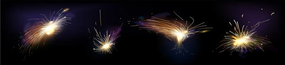 Electric welding sparks with firecracker effect. Stock Illustration