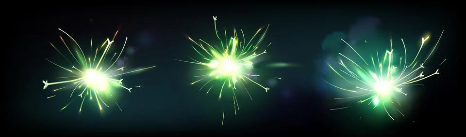 Electric welding sparks with firecracker effect. Stock Illustration