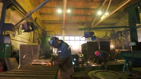 Electric welding in the workshop Stock Footage 46931788