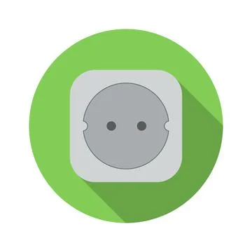 Electric white socket flat icon Stock Illustration