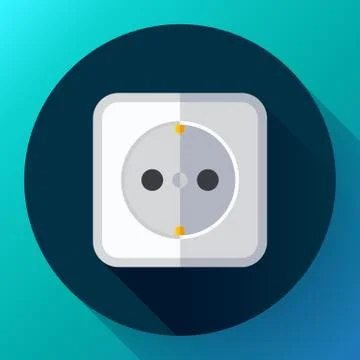 Electric white socket icon. Flat style Stock Illustration