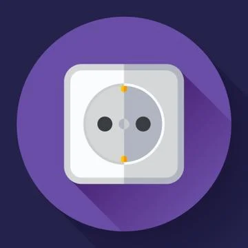 Electric white socket icon. Flat style 스톡 일러스트