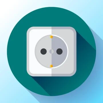 Electric white socket icon. Flat style 스톡 일러스트