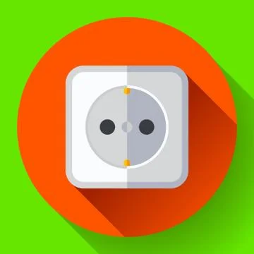 Electric white socket icon. Flat style Stock Illustration