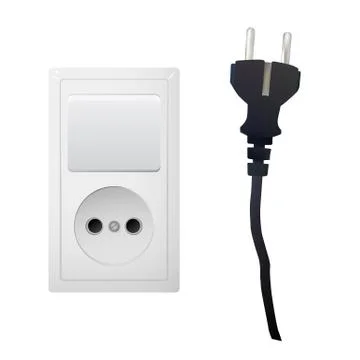 Electric white socket with plug and switch. イラスト素材