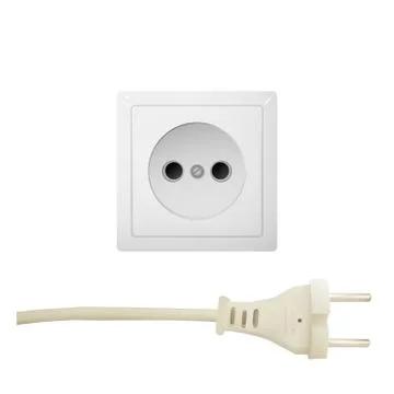 Electric white socket with plug. Stock Illustration