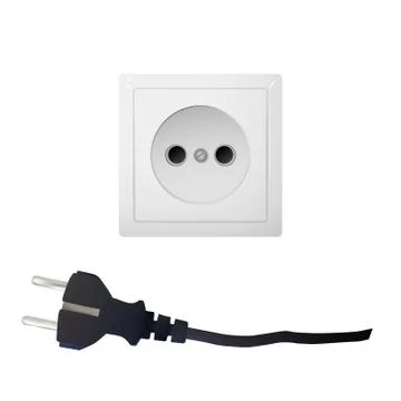 Electric white socket with plug. Stock Illustration