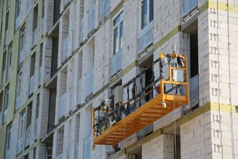 Electric winch on building under construction Fotos de archivo