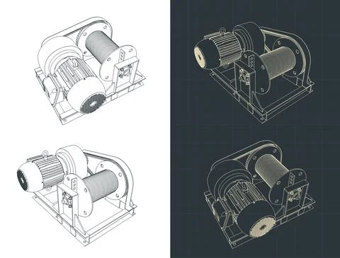Electric winch drawings Stock-Illustration