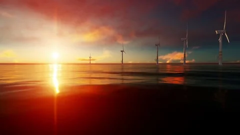 Electric Wind turbine in sunset Stock Footage 77266012