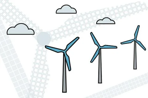 Electric Windfarm Stock Illustration