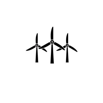 Electric Windmill, Wind Turbines Solid Flat Vector Icon Isolated on White Bac イラスト素材