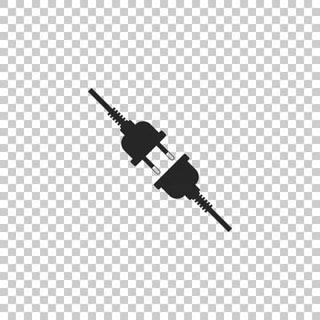 Electric wire plug and socket icon isolated on transparent background. Flat Illustrazione stock
