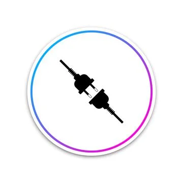 Electric wire plug and socket icon isolated on white background. Circle white Stock Illustration