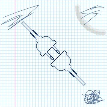 Electric wire plug and socket line sketch icon isolated on white background イラスト素材