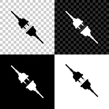 Electric wire plug and socket icon isolated on black, white and transparent Illustrazione stock