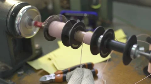 Electric wire is wound on a coil Stock Footage 164093235