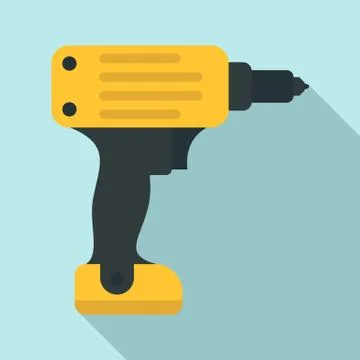 Electric wireless drill icon, flat style Stock Illustration