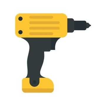 Electric wireless drill icon, flat style Stock Illustration