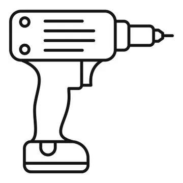 Electric wireless drill icon, outline style Stock Illustration