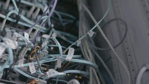 Electric wires in a server Stock Footage 124261136