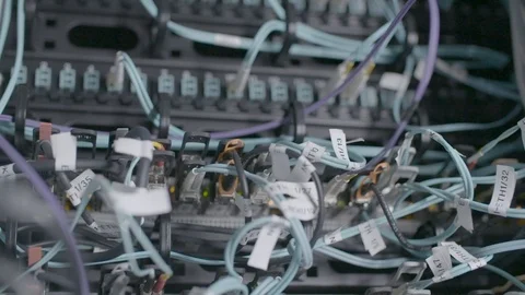 Electric wires in a server Stock Footage 124261137