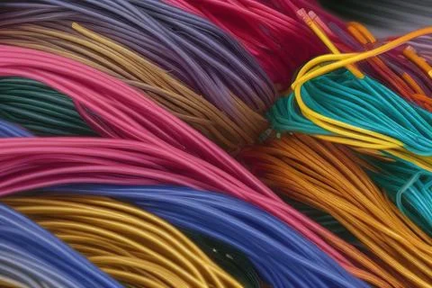 Electric Wiring Multicolored Installation Cable. IA technology Illustrazione stock