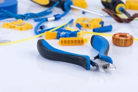 Electrical accessories and hand tools Stock Photos